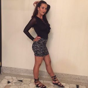 lace print bodycon skirt